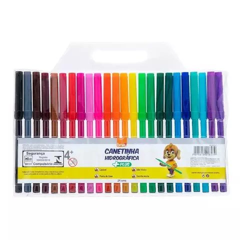 CANETINHA HIDROGRÁFICA PLUS C/ 24 CORES BRW