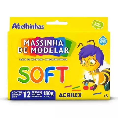 MASSINHA DE MODELAR SOFT 12 CORES ACRILEX