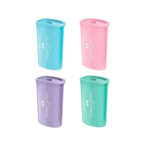 APONTADOR TRIÂNGULAR COM DEPÓSITO PASTEL FABER-CASTELL