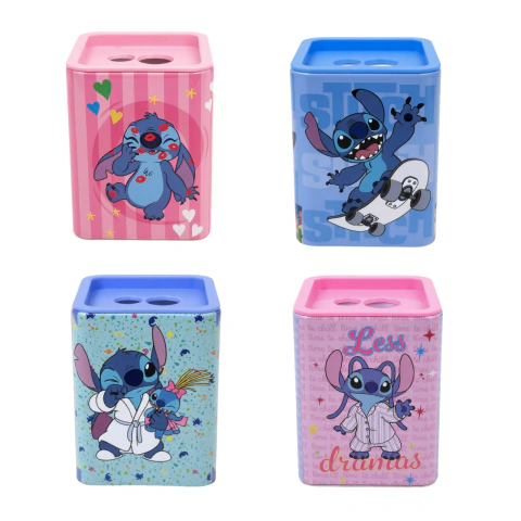 Apontador Stitch 2 Furos Metálico com Depósito Quadrado Molin