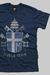 Camiseta Católica Masculina Brasão João Paulo II cor Azul Marinho