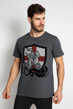 Camiseta Católica Masculina Estampa da Cruzada cor Grafite
