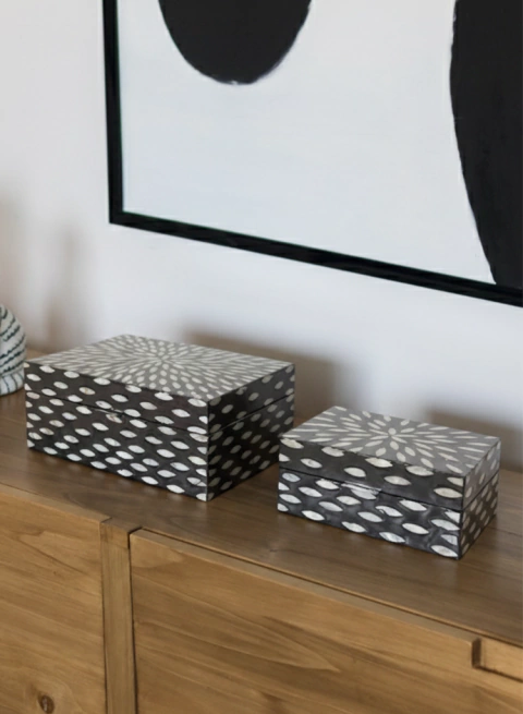 Caja Negra con Hojas