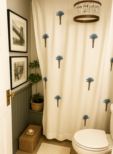 Cortina de Baño Bordado palmeras - comprar online