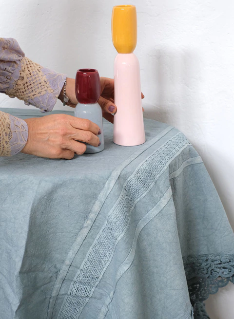 Mantel Elena Gris con Puntilla