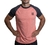 Remera combinada hombre "ikr" (coral y negro jaspeado)