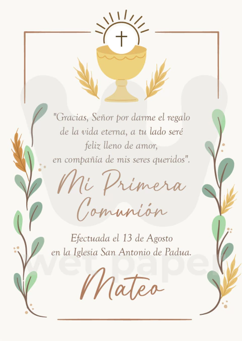 Estampitas De Comunión Modelo C - comprar online
