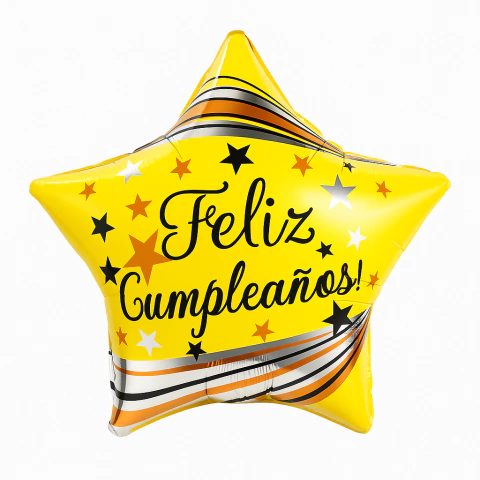 Globo Estrella Feliz Cumpleaños Metalizado 45cm - Promo 50u - comprar online
