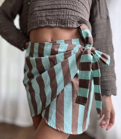 Falda Carmela Rayado Celeste - comprar online