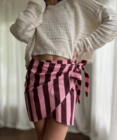 Falda Carmela Rayado Rosa