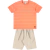 Conjunto Verão Camiseta Laranja e Shorts Bege
