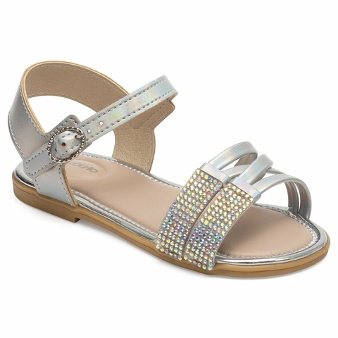 Sandália Kids Strass Prata