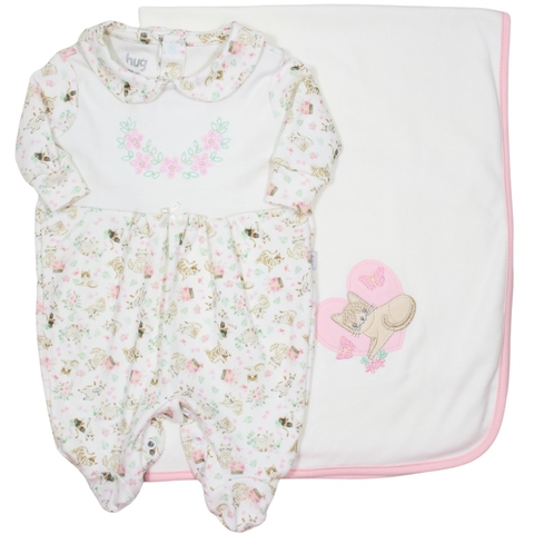 Saída de Maternidade Macacão Suedine Gatinha Off White