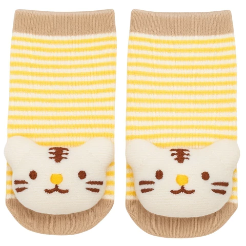 Meia de Bebê Antiderrapante com Chocalho – 12 a 24 Meses – Tigre