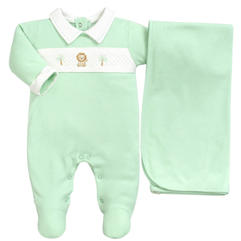 Saída de Maternidade Algodão Pima Safari Verde Água