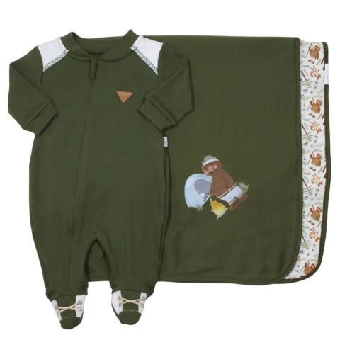 Saída de Maternidade Suedine Camping Verde Escuro