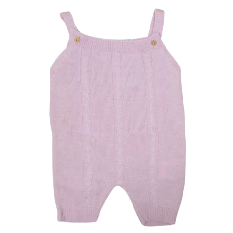 Romper Tricô Trança Rosa