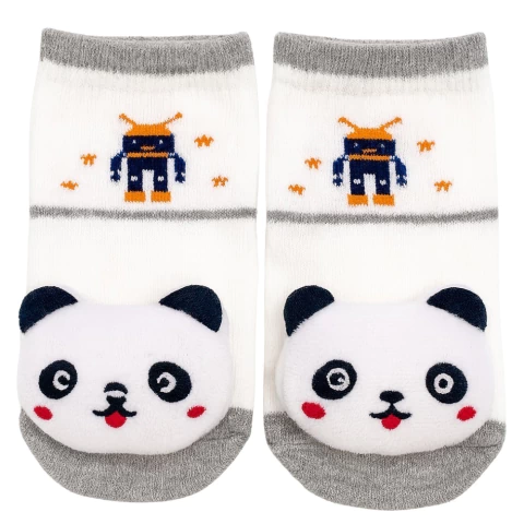 Meia de Bebê Antiderrapante com Chocalho – 0 a 12 Meses – Pandinha
