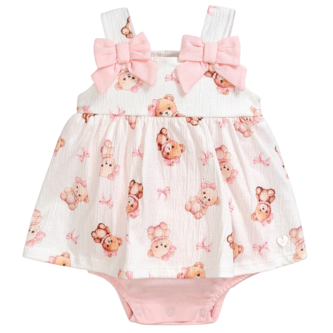 Body Vestido Ursinhas Rosa