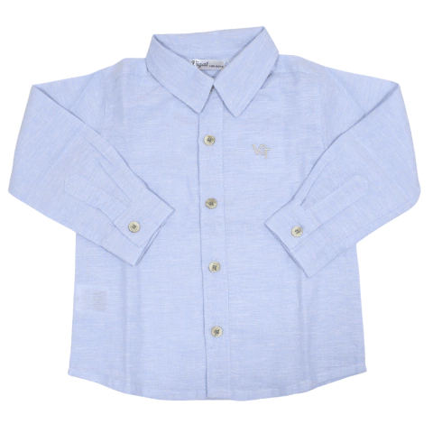 Camisa Manga Longa Linho Azul