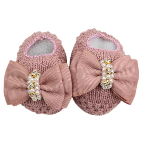 Sapatinho de Tricô Laço Boneca Rosê