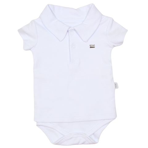 Body Manga Curta Suedine Gola Polo Branco