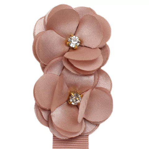 Prendedor de Chupeta Flores Strass Rosê