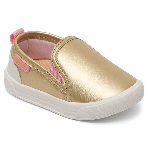 Tênis Baby Slip On Dourado e Rosa