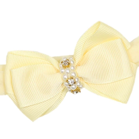 Faixa Renda Fina Maxi Laço Alice Amarelo