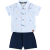 Conjunto Verão Camisa Azul e Shorts Marinho