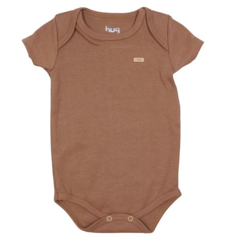 Body Manga Curta Suedine Marrom