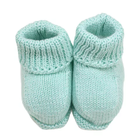 Botinha de Tricô Básico Verde Água