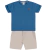 Conjunto Verão Camiseta Azul e Sarja Caqui