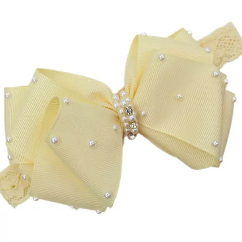 Faixa Renda Maxi Laço Luna Pérola Amarelo