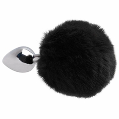 PLUG ANAL EM METAL 7CM COM POMPOM PRETO - loja online