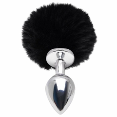 PLUG ANAL EM METAL 7CM COM POMPOM PRETO na internet