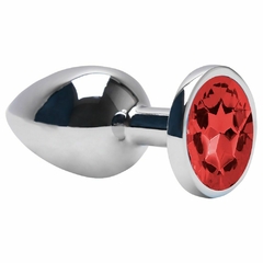 PLUG ANAL G EM METAL PEDRA VERMELHA