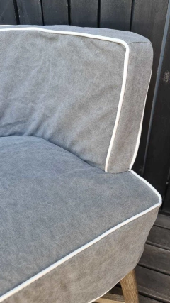 SILLON DE ROBLE CON FUNDA GRIS DE ALGODON - JB Lacroux Restoration 