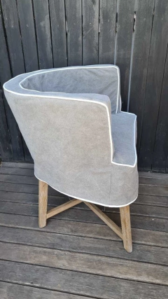 SILLON DE ROBLE CON FUNDA GRIS DE ALGODON - comprar online