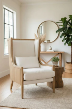 SILLON DE ROBLE Y ARPILLERA BEIGE