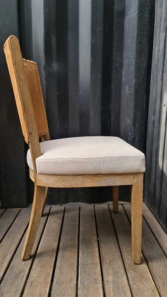 SILLA DE ROBLE CON CUERO Y LINO en internet