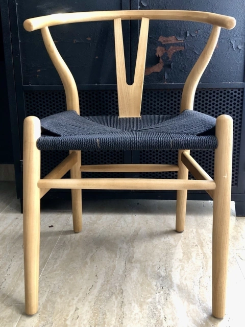 SILLA WISHBONE MADERA CLARA+ RATAN NEGRO