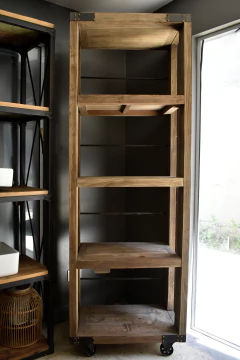 BIBLIOTECA DE MADERA CON RUEDAS- OUTLET - comprar online