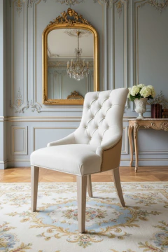 SILLA DE ROBLE DECAPADO CON CAPITONE COMBINADA