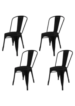 Combo x4 Silla Tolix Negro mate - comprar online