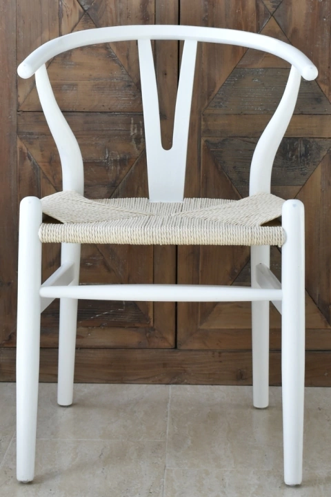 SILLA WISHBONE BLANCO + RATÁN COLOR NATURAL