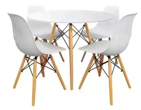 COMBO X 4 SILLAS EAMES COLOR BLANCO + MESA EAMES