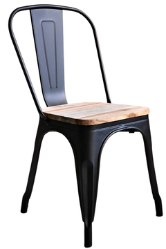 Silla Tolix Negro Mate con Asiento de Madera clara - comprar online