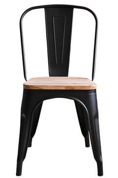 Silla Tolix Negro Mate con Asiento de Madera clara en internet