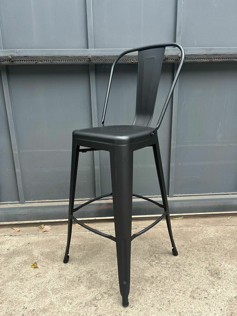 OUTLET- BANQUETA TOLIX 75CM RESPALDO ALTO NEGRO - comprar online